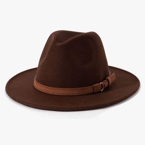 Fedora brown with leather belt buckle, size adjustable BRAND NEW